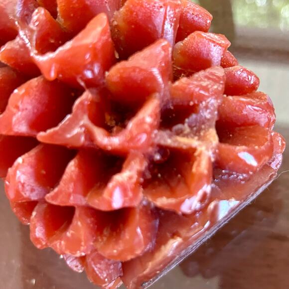 Vintage Red Pinecone Shaped Candle – 5” Tall Holiday Decor - Picture 3 of 10